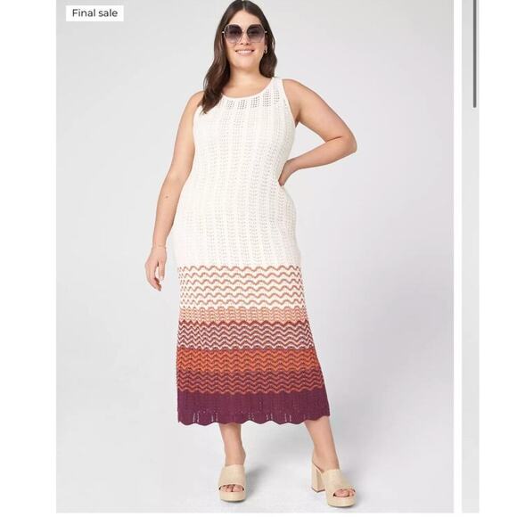 NWT Lane Bryant Eco-Friendly Chevron Striped Sweater Dress Women Size 26/28 - Picture 1 of 14